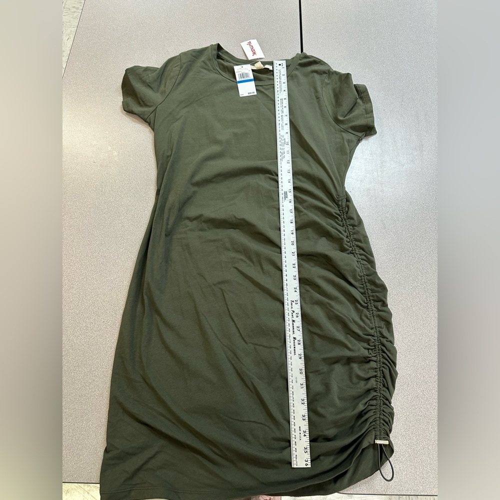 MICHAEL Michael Kors Dark Green Ruched Mini Dress